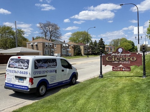 Our Cicero, Illinois locksmith team out on a call in our mobile locksmith truck.