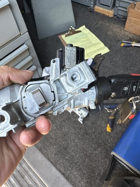 Omega Locksmith repairing the ignition switch on a 2013 Volkswagen Jetta in Lyons Illinois