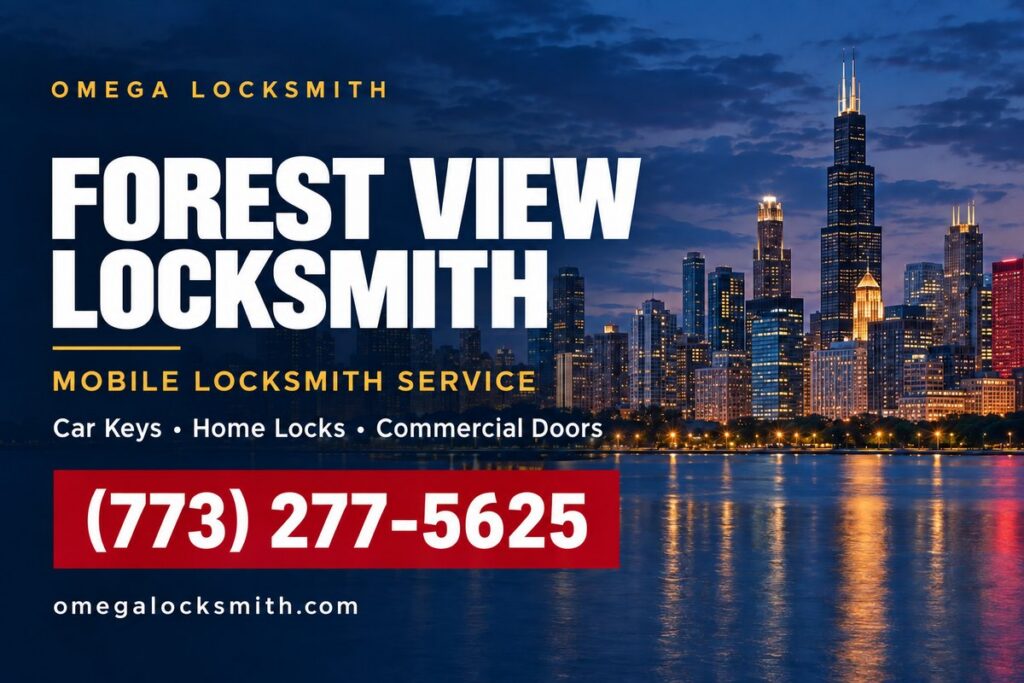 Omega Locksmith service-area card for Forest View, Illinois