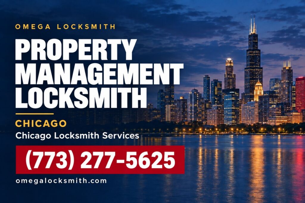 Omega Locksmith service card for Property Management Locksmith in Chicago